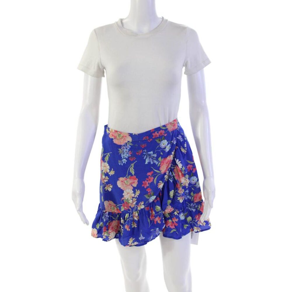Yumi Kim Womens Floral Print A Line Mini Skort Blisswood Blue Size Medium